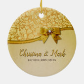 Elegante Retro Abstracte Bloemen en Bladeren Keramisch Ornament (Achterkant)