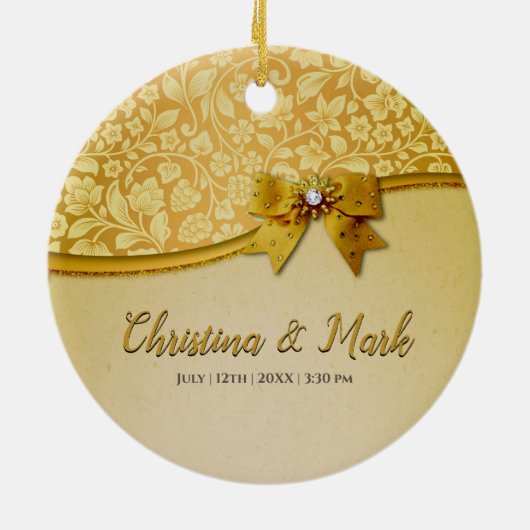 Elegante Retro Abstracte Bloemen en Bladeren Keramisch Ornament (Achterkant)