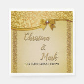 Elegante Retro Abstracte Bloemen en Bladeren Servet (Voorkant)