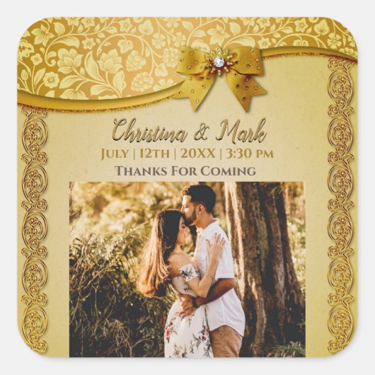 Elegante Retro Abstracte Bloemen en Bladeren Vierkante Sticker (Voorkant)