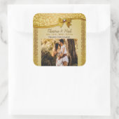 Elegante Retro Abstracte Bloemen en Bladeren Vierkante Sticker (Tas)