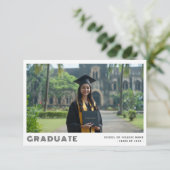 Elegante Retro Afstudeerfoto Aankondiging & Uitnod (Staand voorkant)