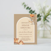 Elegante Retro Arch Bloem Zakelijke Grote Opening Briefkaart (Staand voorkant)
