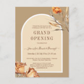 Elegante Retro Arch Bloem Zakelijke Grote Opening Briefkaart (Voorkant)