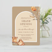 Elegante Retro Arch Bloem Zakelijke Grote Opening Kaart (Staand voorkant)