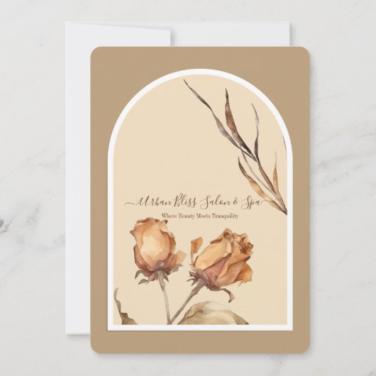 Elegante Retro Arch Bloem Zakelijke Grote Opening Kaart (Achterkant)