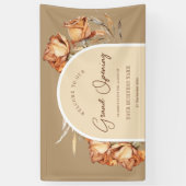 Elegante Retro Arch Bloem Zakelijke Grote Opening Spandoek (Verticaal)