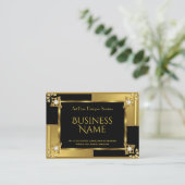 Elegante Retro Art Deco Gold Black Metal Visitekaartje (Staand voorkant)
