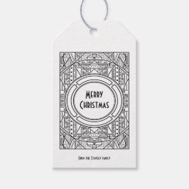 Elegante retro art deco kerst cadeaulabel