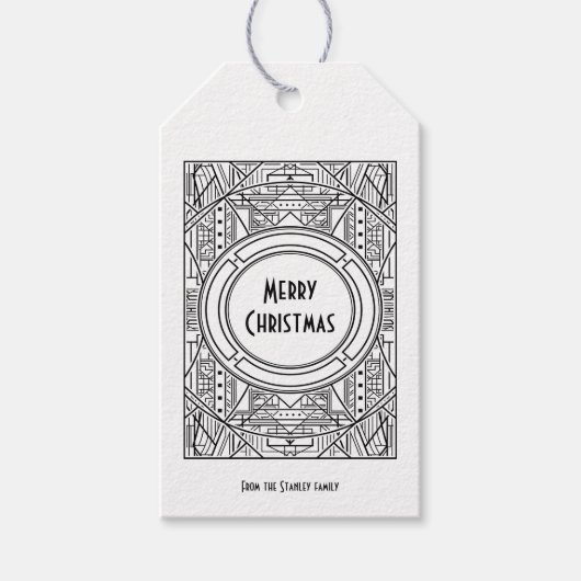 Elegante retro art deco kerst cadeaulabel (Voorkant)
