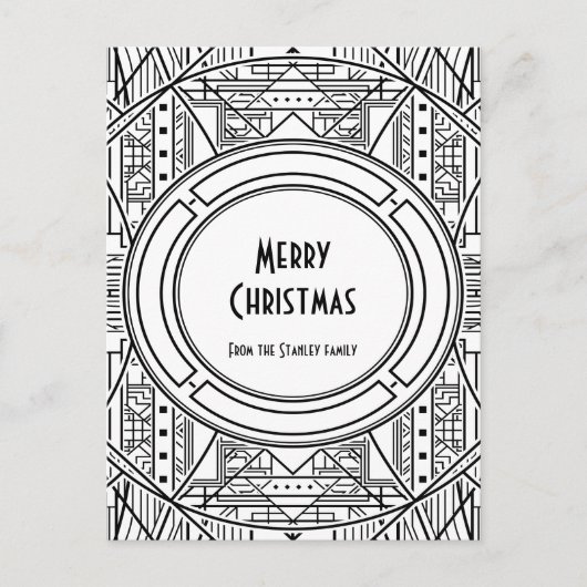 Elegante retro art deco Vrolijk kerstfeest Briefkaart (Voorkant)