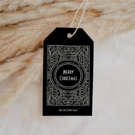 Elegante retro art deco Vrolijk kerstfeest Cadeaulabel