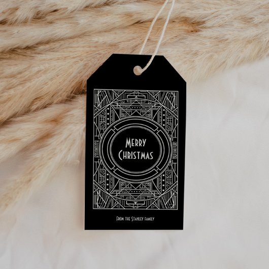 Elegante retro art deco Vrolijk kerstfeest Cadeaulabel