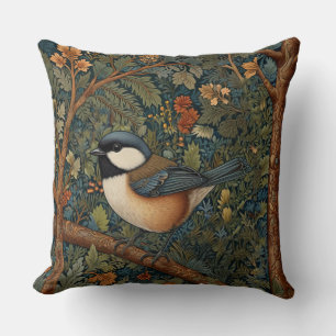 Elegante Retro Art Nouveau bosvogel Kussen