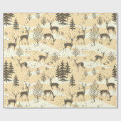 Elegante Retro Beige Cream Woodland Herten Cadeaupapier (Vlak)