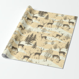 Elegante Retro Beige Cream Woodland Herten Cadeaupapier