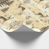 Elegante Retro Beige Cream Woodland Herten Cadeaupapier (Hoek)