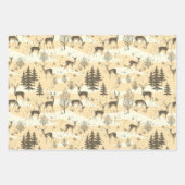 Elegante Retro Beige Cream Woodland Herten Inpakpapier Vel (Voorkant 2)