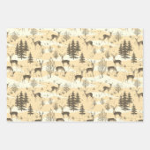 Elegante Retro Beige Cream Woodland Herten Inpakpapier Vel (Voorkant)