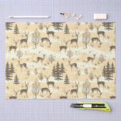 Elegante Retro Beige Cream Woodland Herten Tissuepapier (Craft)