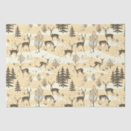 Elegante Retro Beige Cream Woodland Herten Tissuepapier