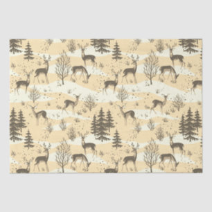 Elegante Retro Beige Cream Woodland Herten Tissuepapier