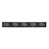 Elegante Retro Black Merry Christmas Wrapping Satijnen Lint (Voorkant)