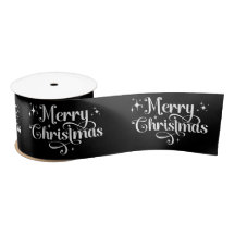 Elegante Retro Black Merry Christmas Wrapping