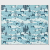 Elegante retro blauwe bosherten cadeaupapier (Vlak)