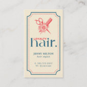 Elegante Retro Blauwe Schaar Haar Stylist Visitekaartje (Voorkant)