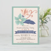 Elegante Retro Bloemen; Floral Housewarming Party Kaart (Staand voorkant)
