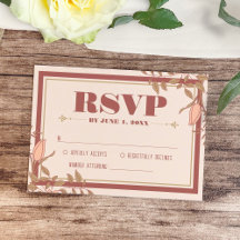 Elegante Retro Blush Bloemen Huwelijk RSVP Kaart