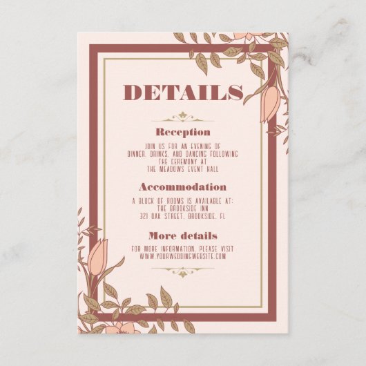 Elegante Retro Blush Bloemen Trouwruimte Kaart (Voorkant)