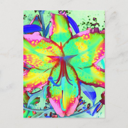 Elegante retro boho abstract groen roze bloemen briefkaart (Voorkant)
