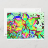 Elegante retro boho abstract groen roze bloemen briefkaart (Voorkant / Achterkant)