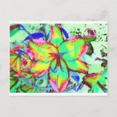 Elegante retro boho abstract groen roze bloemen briefkaart (Voorkant)