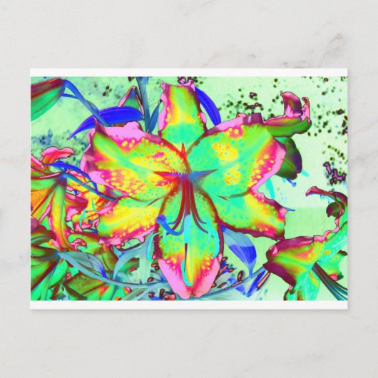 Elegante retro boho abstract groen roze bloemen briefkaart (Voorkant)