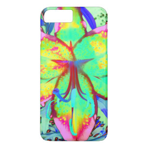 Elegante retro boho abstracte groene roze bloem 	iPhone 8/7 plus hoesje