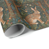 Elegante retro boho konijn bos bloemen cadeaupapier (Rol Hoek)
