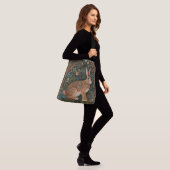 Elegante retro boho konijn bos bloemen crossbody tas (Op model)