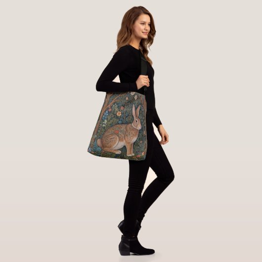 Elegante retro boho konijn bos bloemen crossbody tas (Op model)