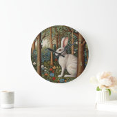 Elegante retro boho konijn bos bloemen grote klok (Huis)
