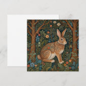 Elegante retro boho konijn bos bloemen kaart (Voorkant / Achterkant)