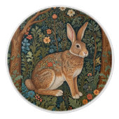 Elegante retro boho konijn bos bloemen keramische knop (Voorkant)