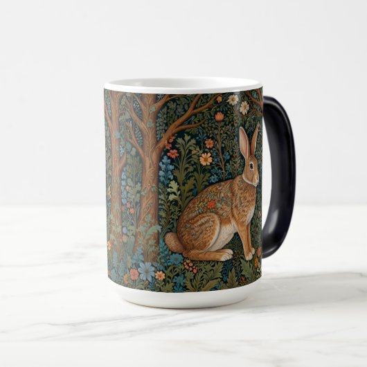 Elegante retro boho konijn bos bloemen magische mok (Voorkant rechts)