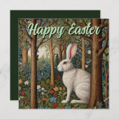 Elegante retro boho konijn bos bloemen Pasen Feestdagenkaart (Voorkant / Achterkant)