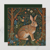 Elegante retro boho konijn bos bloemen Pasen Feestdagenkaart (Voorkant / Achterkant)