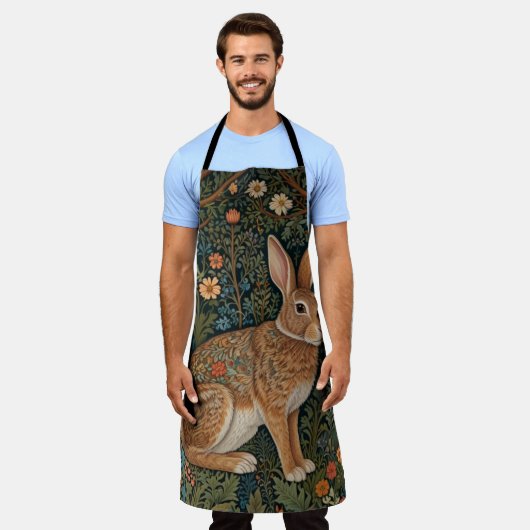 Elegante retro boho konijn bos bloemen schort (Gedragen)