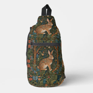 Elegante retro boho konijn bos bloemen sling bag