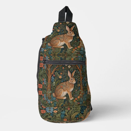 Elegante retro boho konijn bos bloemen sling bag (Voorkant)